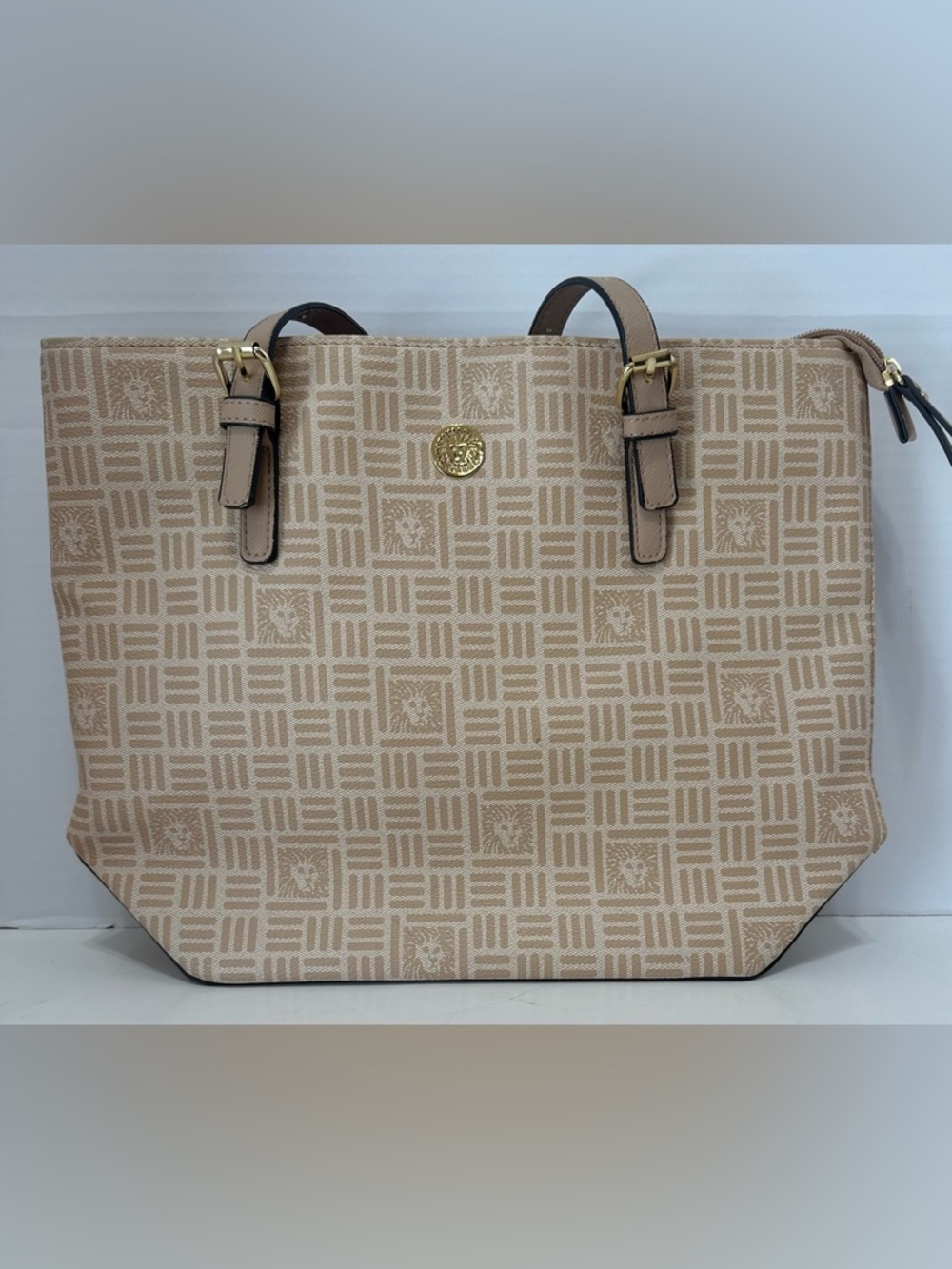 ANNE KLEIN Lion Light Brown Print Satchel Crossbody Bag
